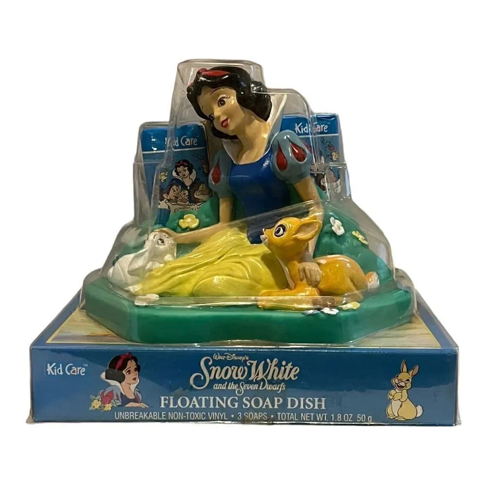 Disney Snow White Seven Dwarfs Floating Soap Dish & 3 Soaps Vintage 1990s New